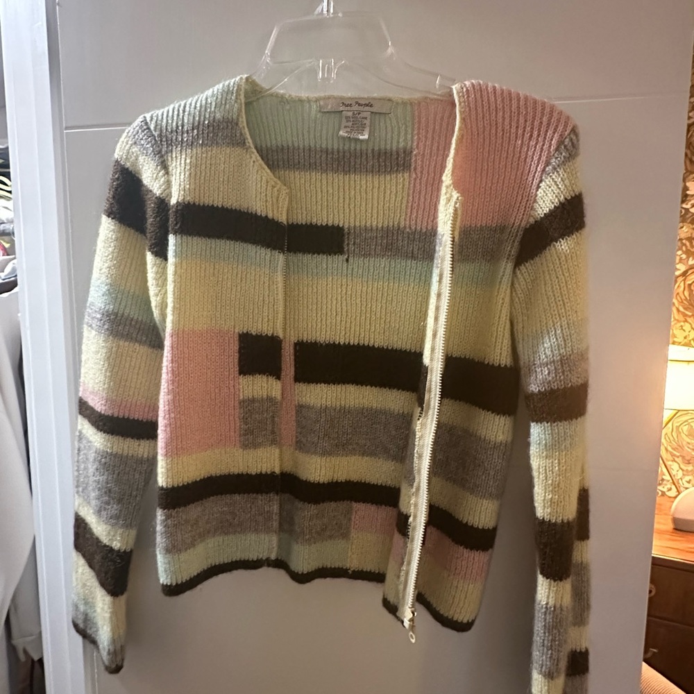 Free People Pastel Striped Cardigan